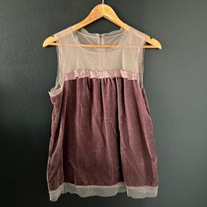 LOFT Dusty Purple Velvet Blouse Size M